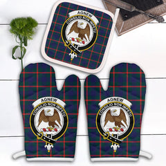 Agnew Modern Tartan Crest Oven Mitt And Pot Holder (2 Oven Mitts + 1 Pot Holder)