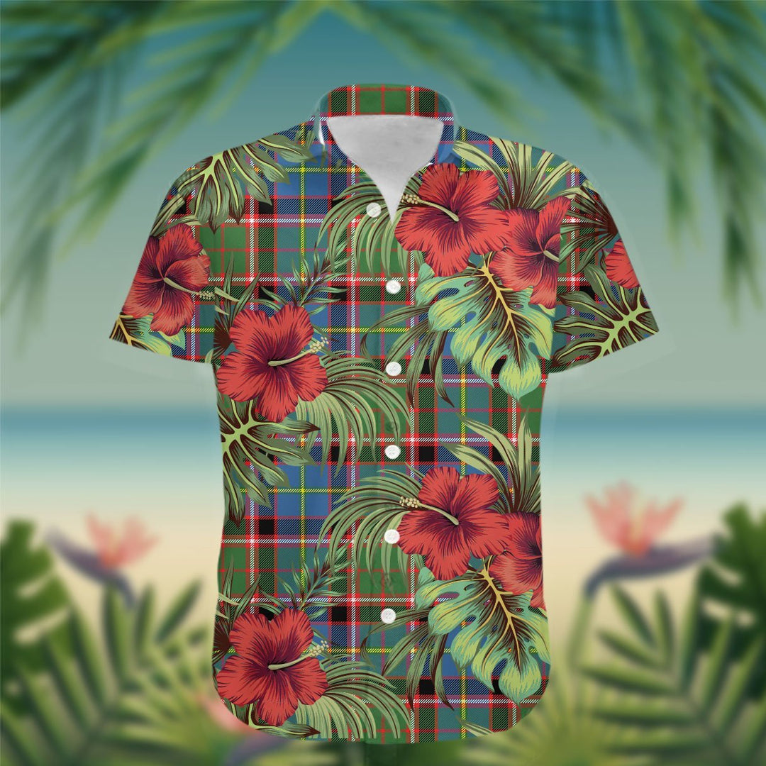 Aikenhead Tartan Hawaiian Shirt Hibiscus, Coconut, Parrot, Pineapple - Tropical Garden Shirt