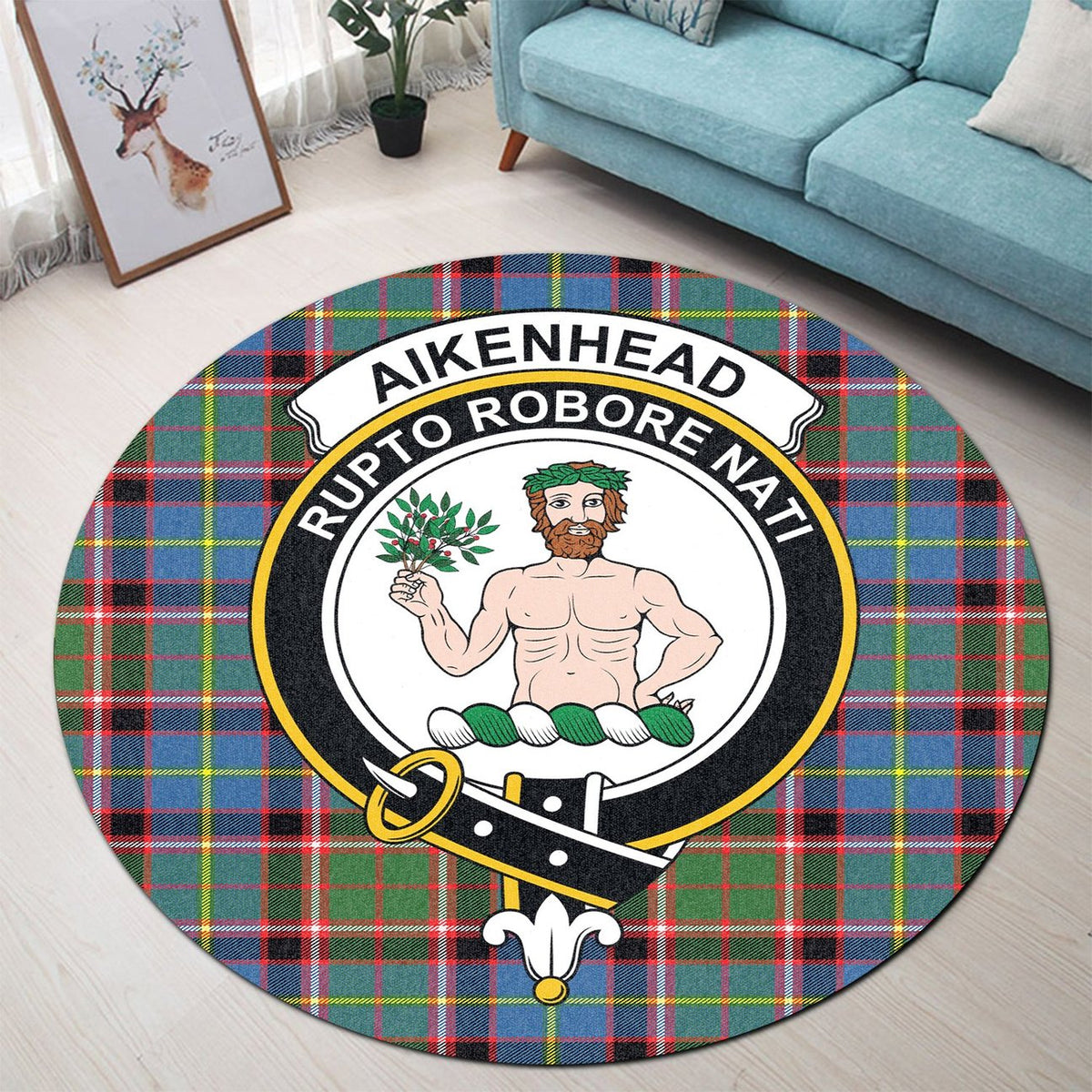 Aikenhead Tartan Crest Round Rug