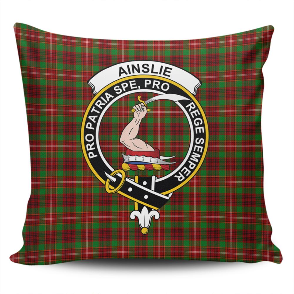 Scottish Ainslie Tartan Crest Pillow Cover - Tartan Cushion Cover 1
