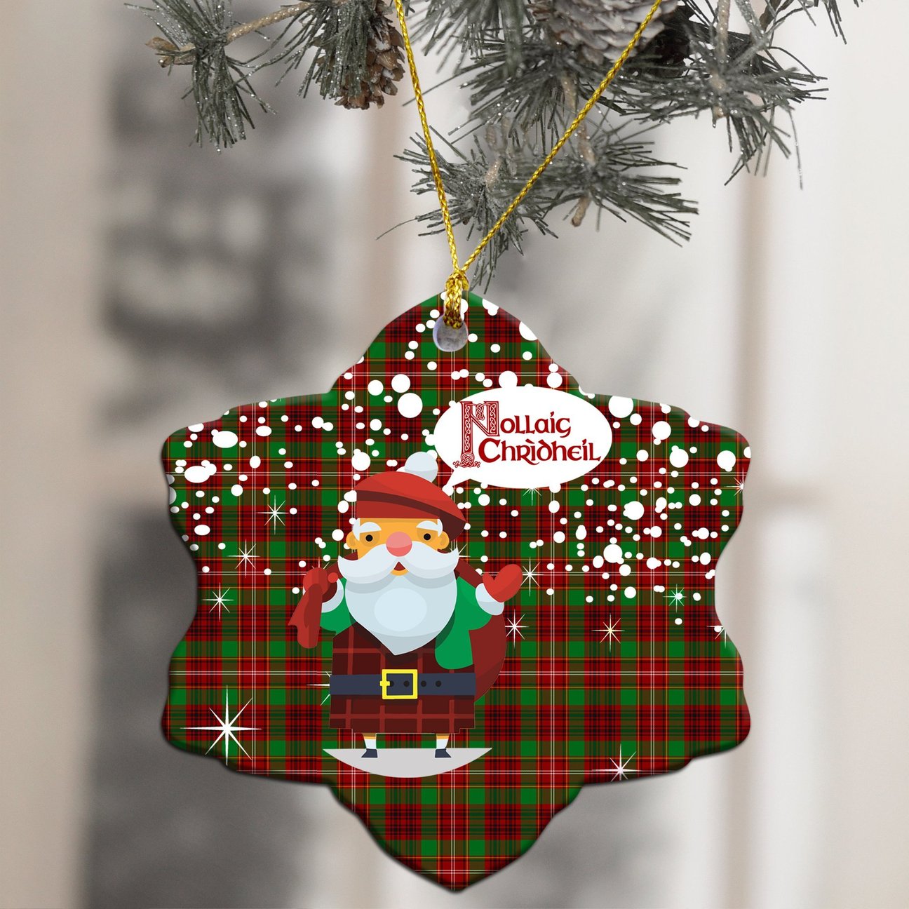 Ainslie Tartan Christmas Ceramic Ornament - Santa Style