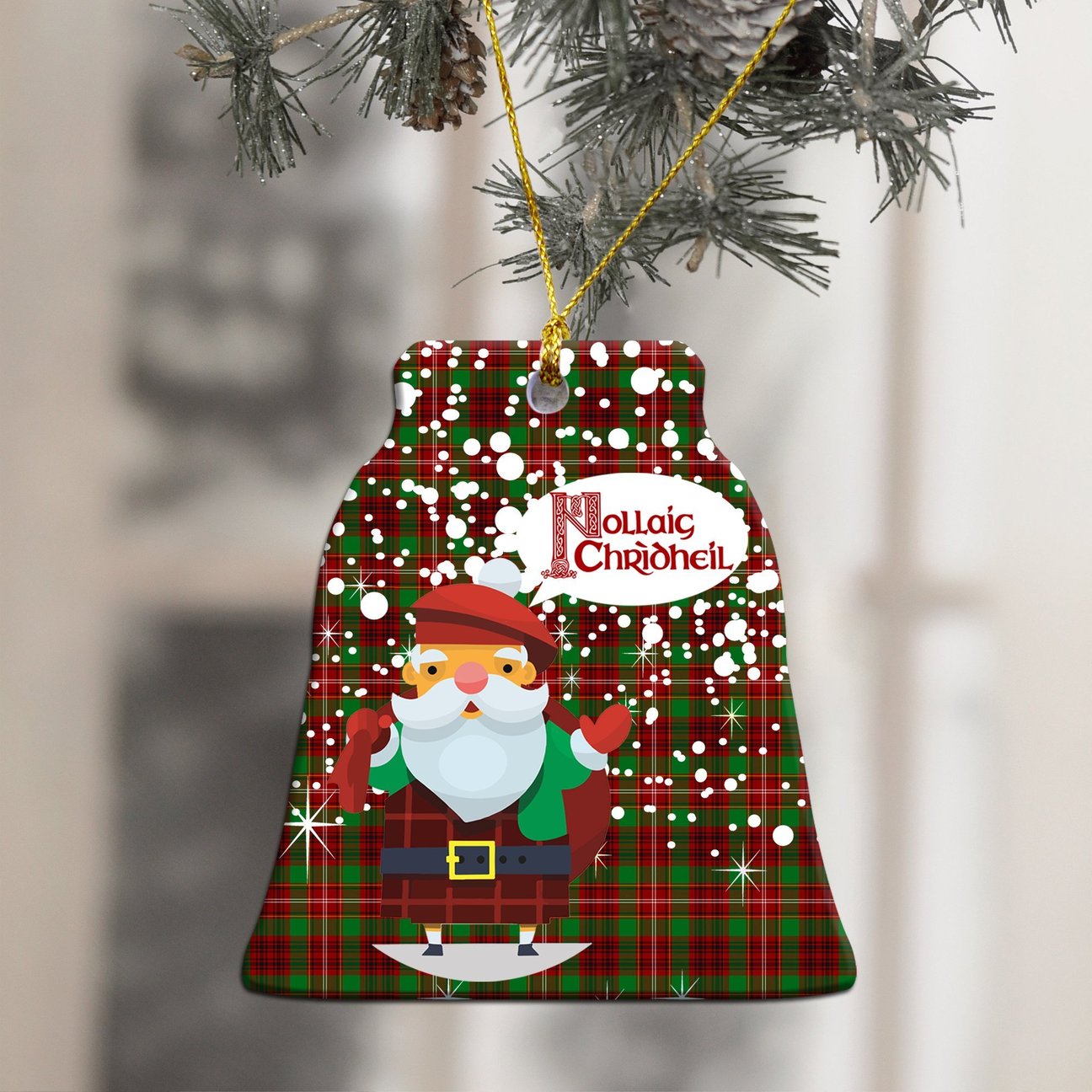 Ainslie Tartan Christmas Ceramic Ornament - Santa Style