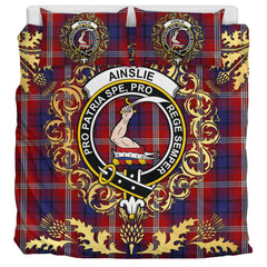 Ainslie 01 Tartan Crest Bedding Set - Golden Thistle Style