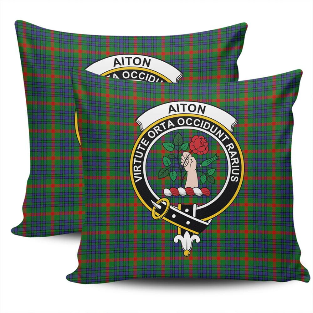 Scottish Aiton Tartan Crest Pillow Cover - Tartan Cushion Cover 2
