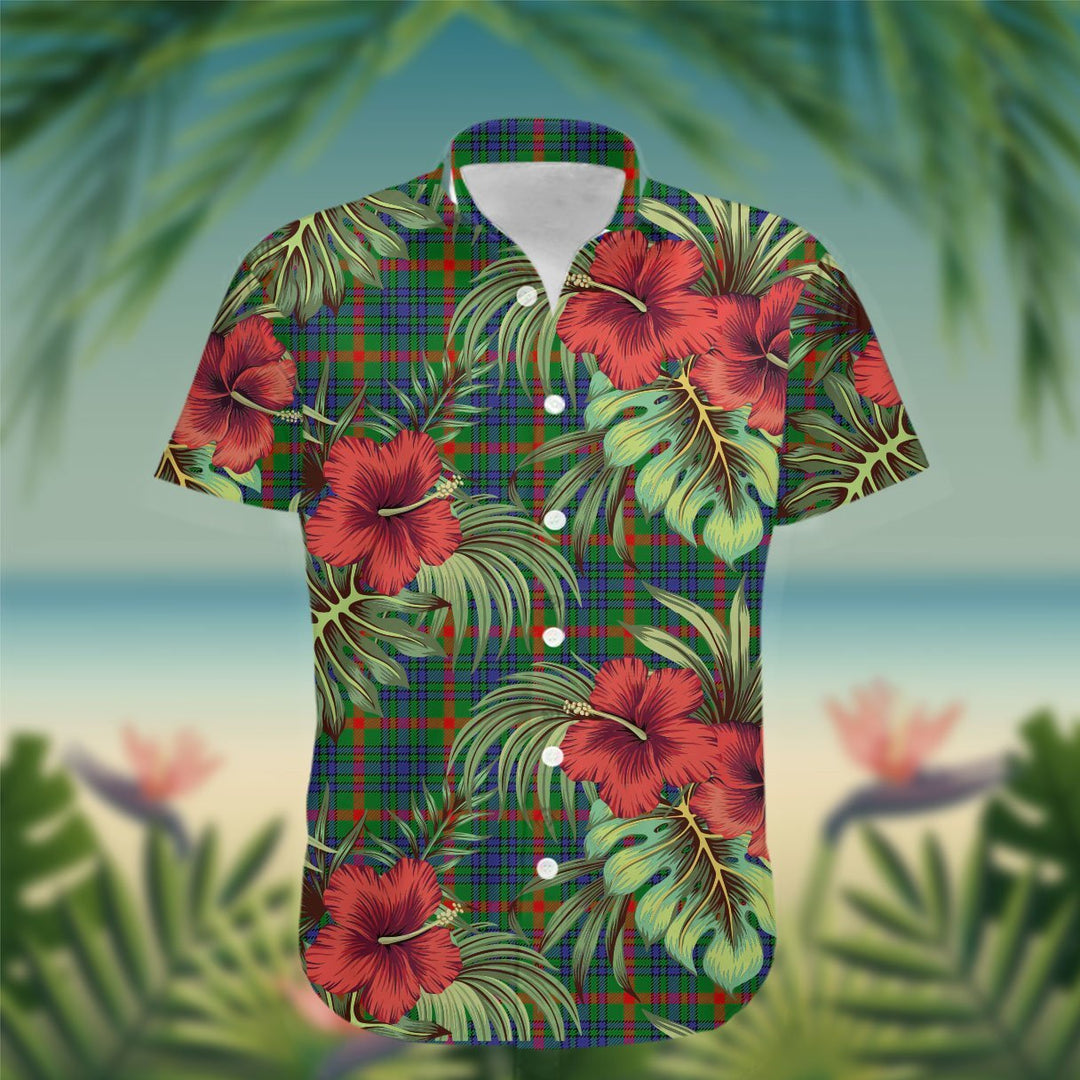 Aiton Tartan Hawaiian Shirt Hibiscus, Coconut, Parrot, Pineapple - Tropical Garden Shirt