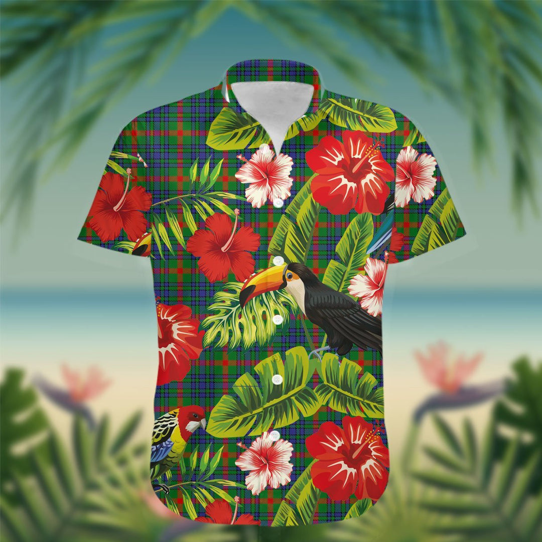 Aiton Tartan Hawaiian Shirt Hibiscus, Coconut, Parrot, Pineapple - Tropical Garden Shirt