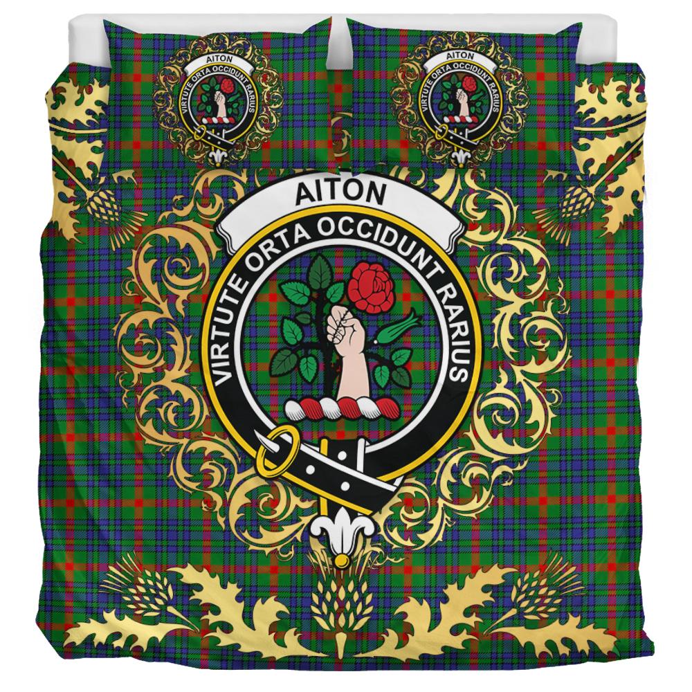 Aiton Tartan Crest Bedding Set - Golden Thistle Style