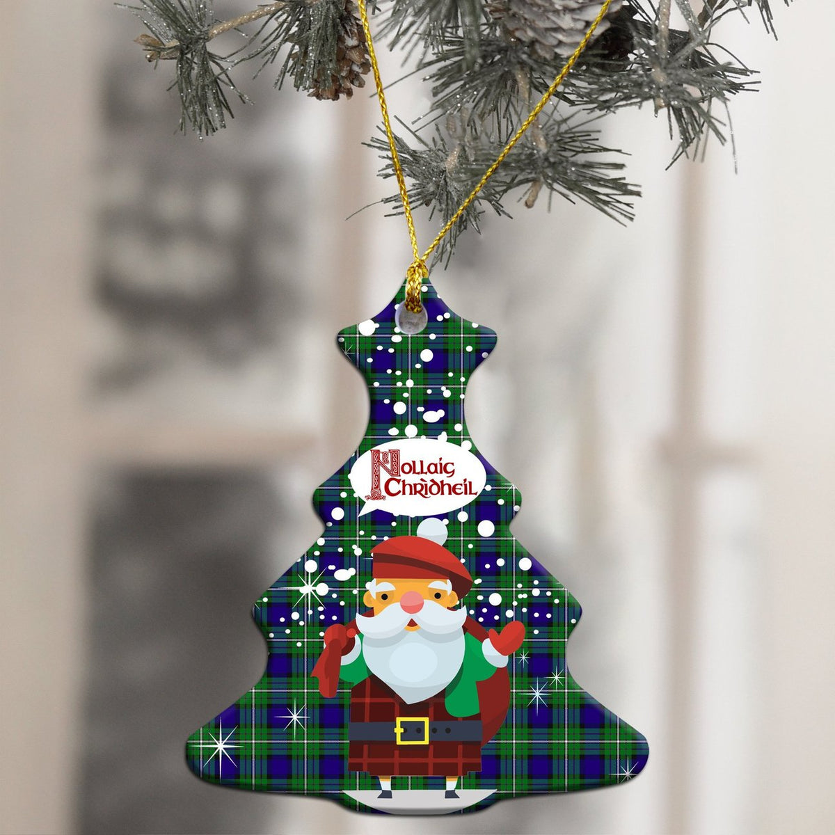 Alexander Tartan Christmas Ceramic Ornament - Santa Style