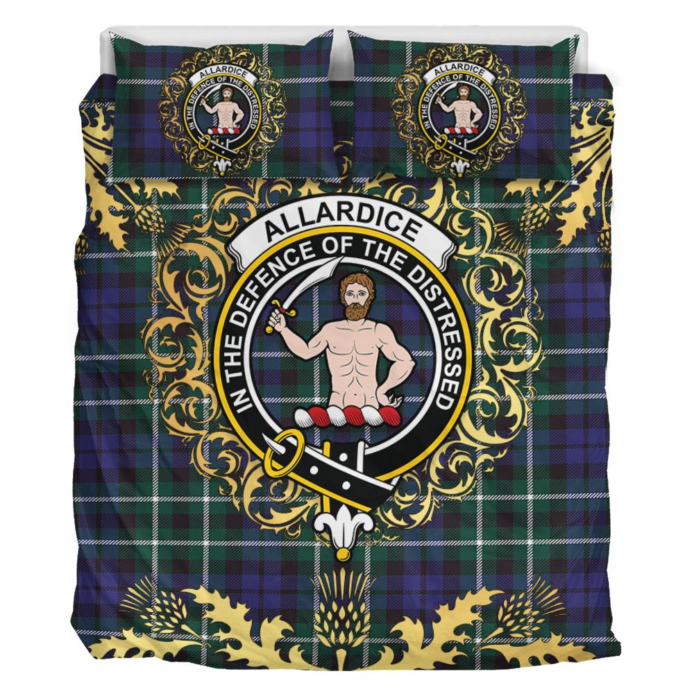 Allardice Tartan Crest Bedding Set - Golden Thistle Style