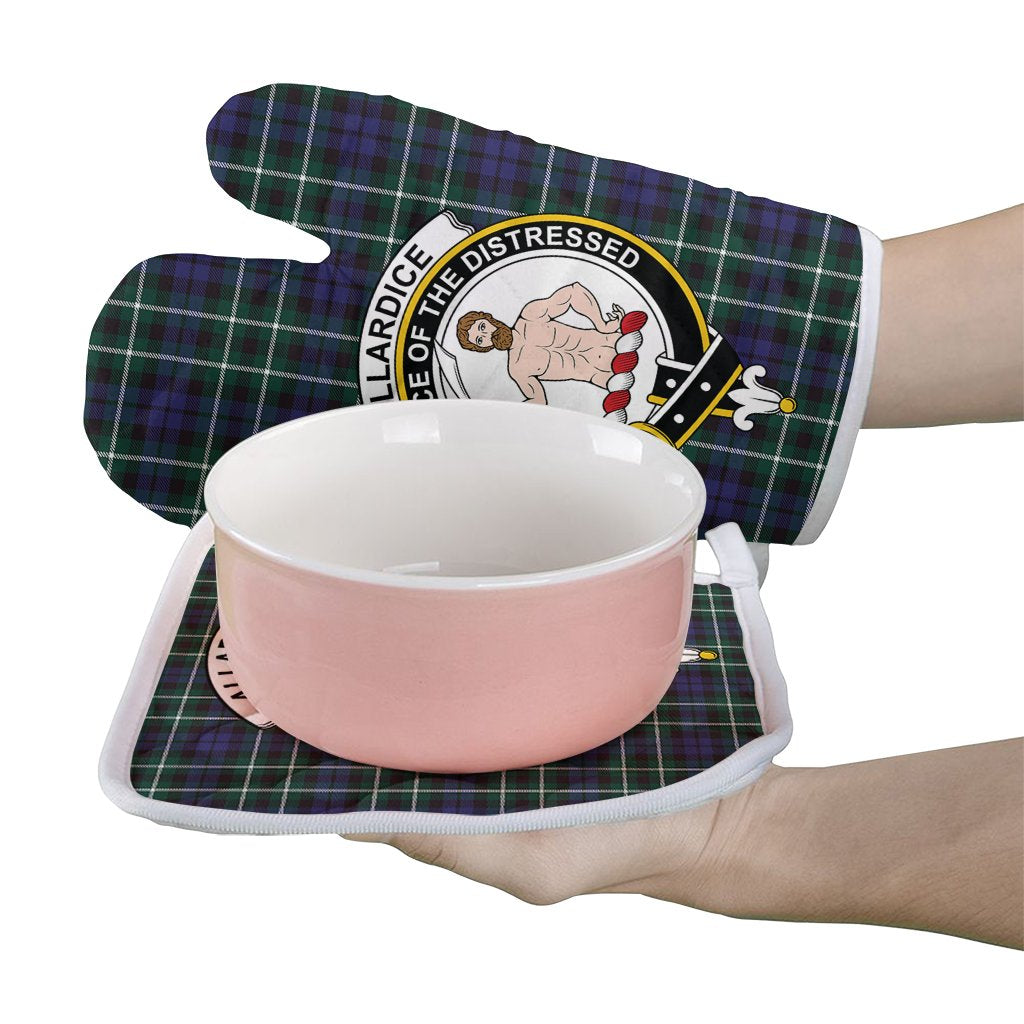 Allardice Tartan Crest Oven Mitt And Pot Holder (2 Oven Mitts + 1 Pot Holder)