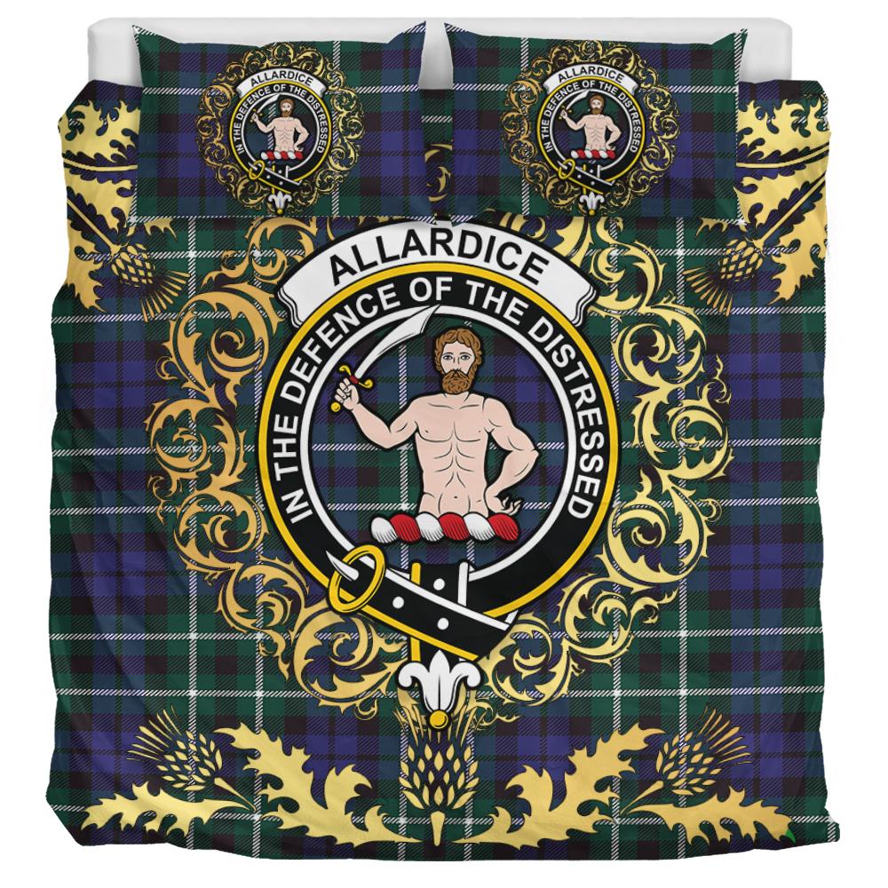 Allardice Tartan Crest Bedding Set - Golden Thistle Style