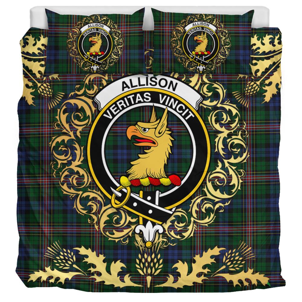 Allison Tartan Crest Bedding Set - Golden Thistle Style