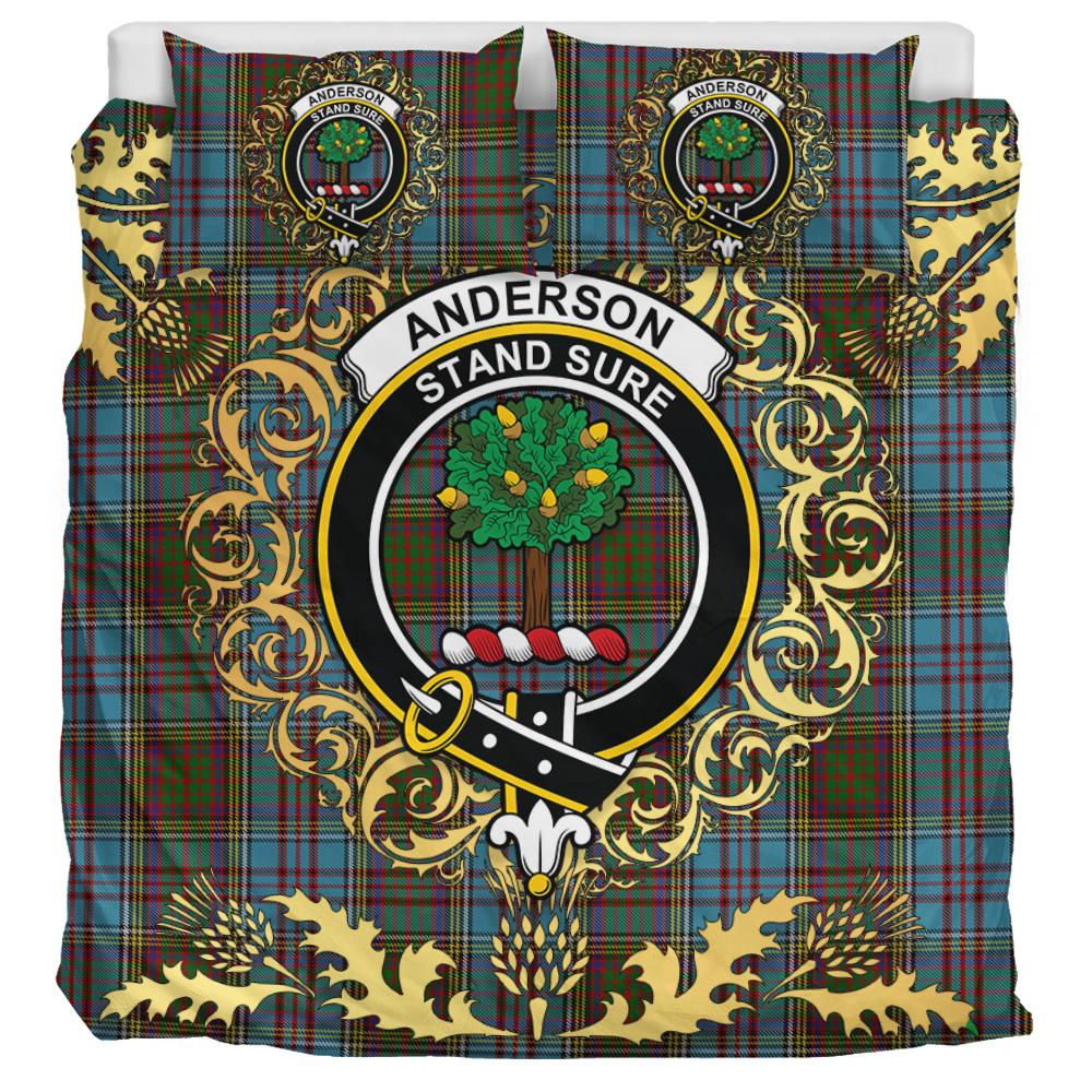 Anderson Tartan Crest Bedding Set - Golden Thistle Style