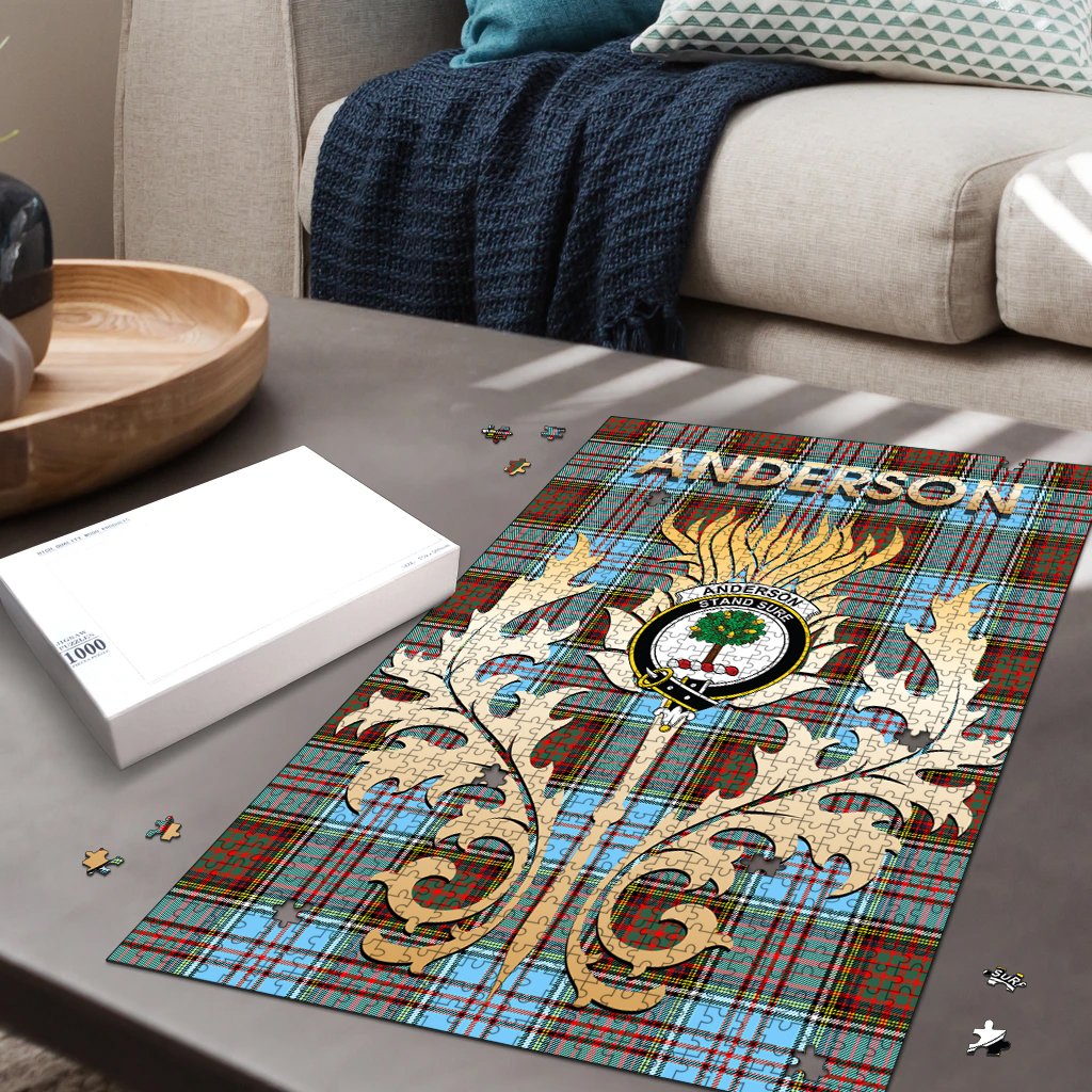 Anderson Ancient Tartan  Crest Thistle Jigsaw Puzzles