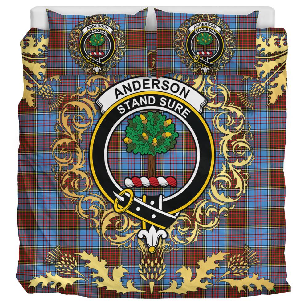 Anderson Modern Tartan Crest Bedding Set - Golden Thistle Style
