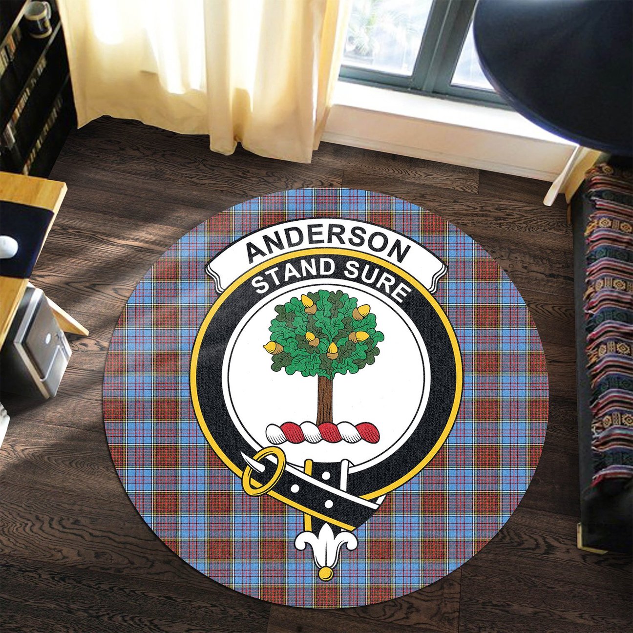 Anderson Modern Tartan Crest Round Rug