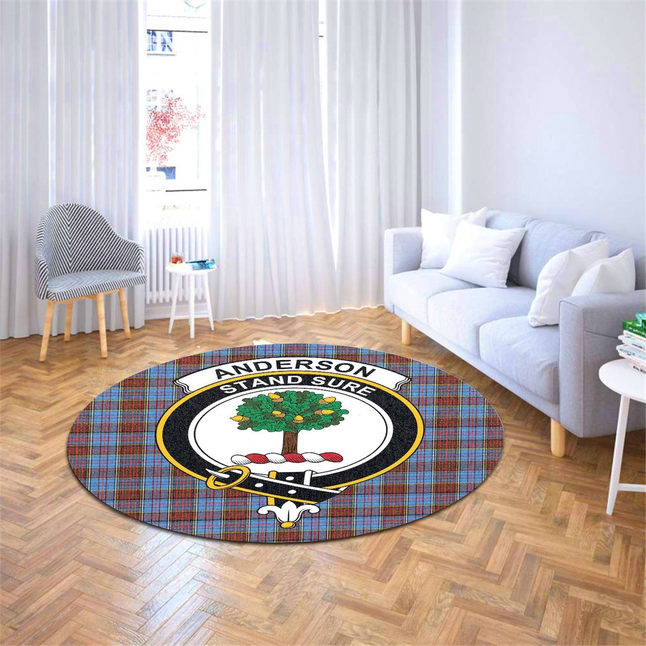 Anderson Modern Tartan Crest Round Rug