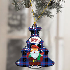 Angus Modern Tartan Christmas Ceramic Ornament - Santa Style