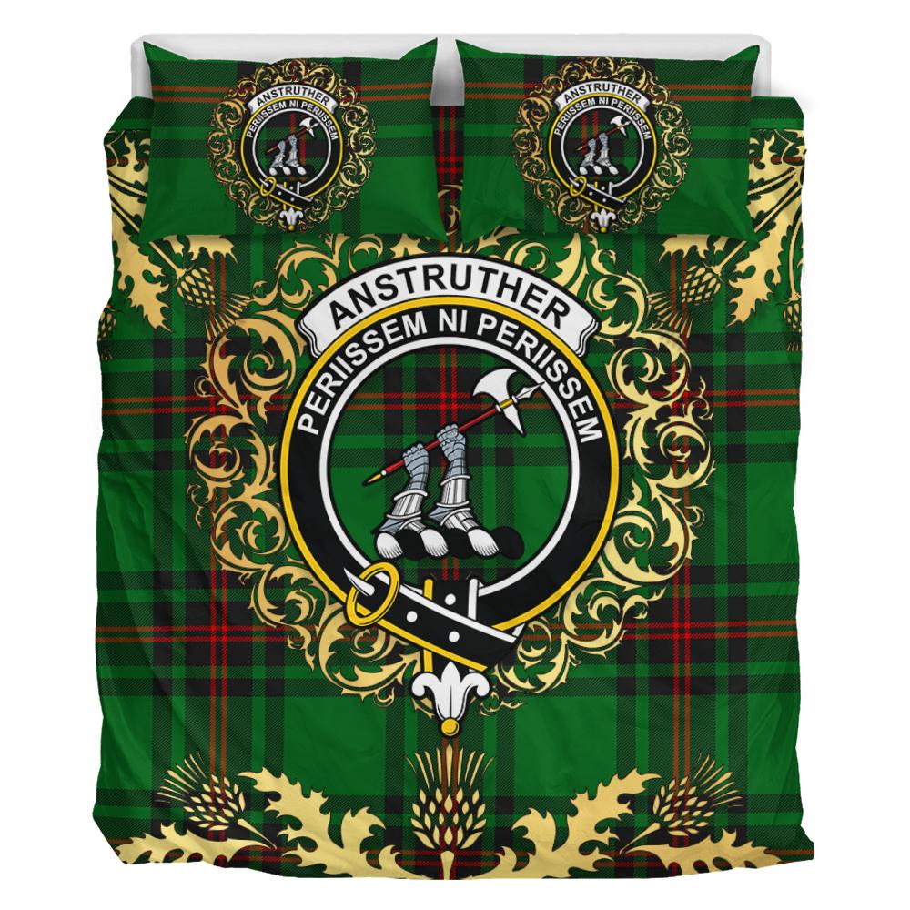 Anstruther Tartan Crest Bedding Set - Golden Thistle Style