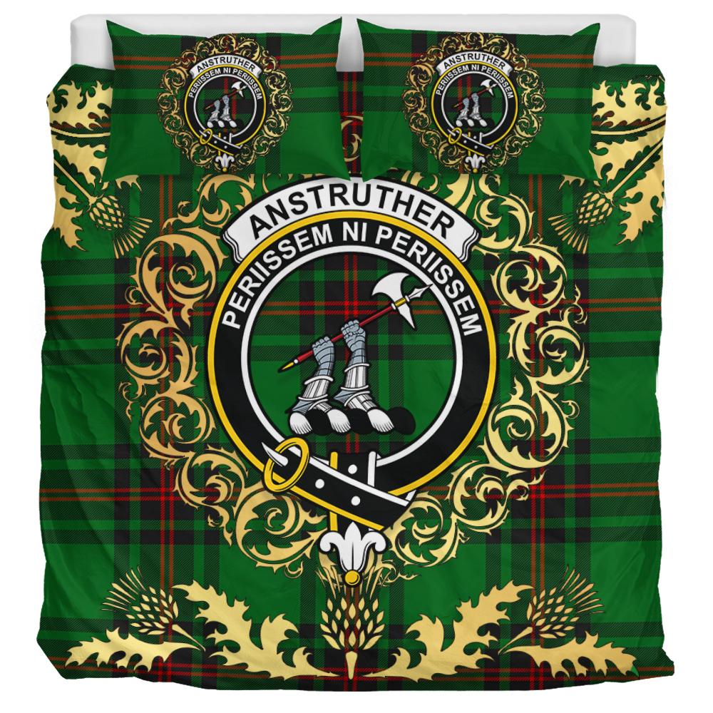 Anstruther Tartan Crest Bedding Set - Golden Thistle Style