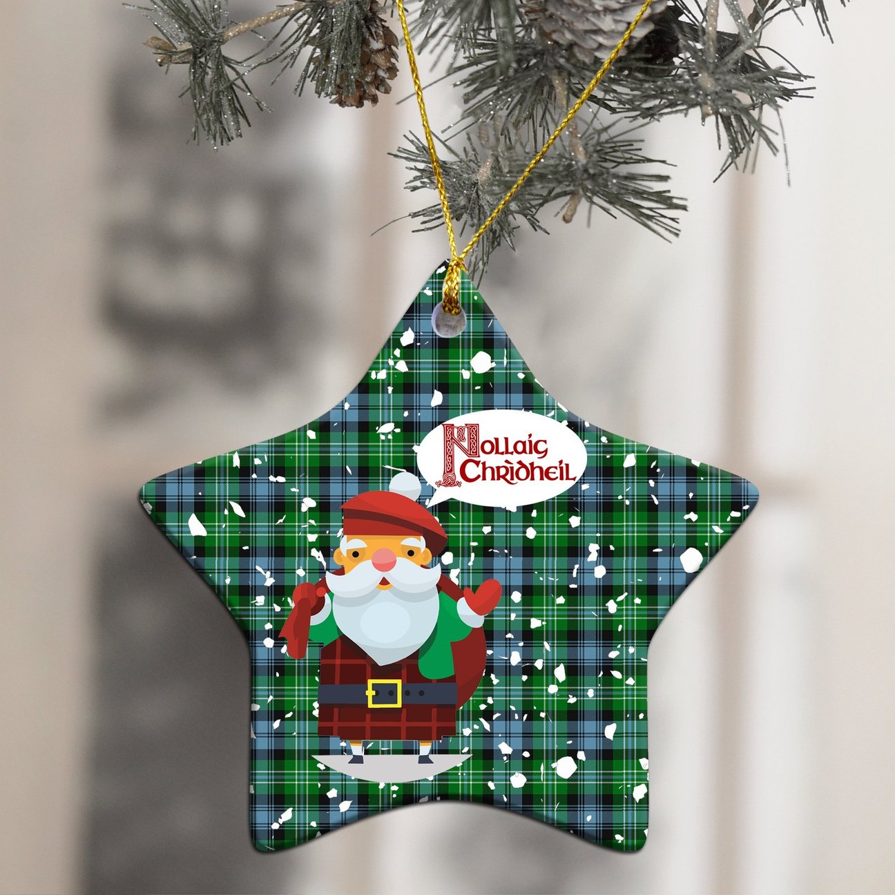 Arbuthnot Ancient Tartan Christmas Ceramic Ornament - Santa Style