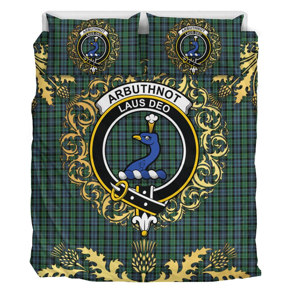 Arbuthnot Tartan Crest Bedding Set - Golden Thistle Style