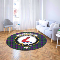 Armstrong Modern Tartan Crest Round Rug