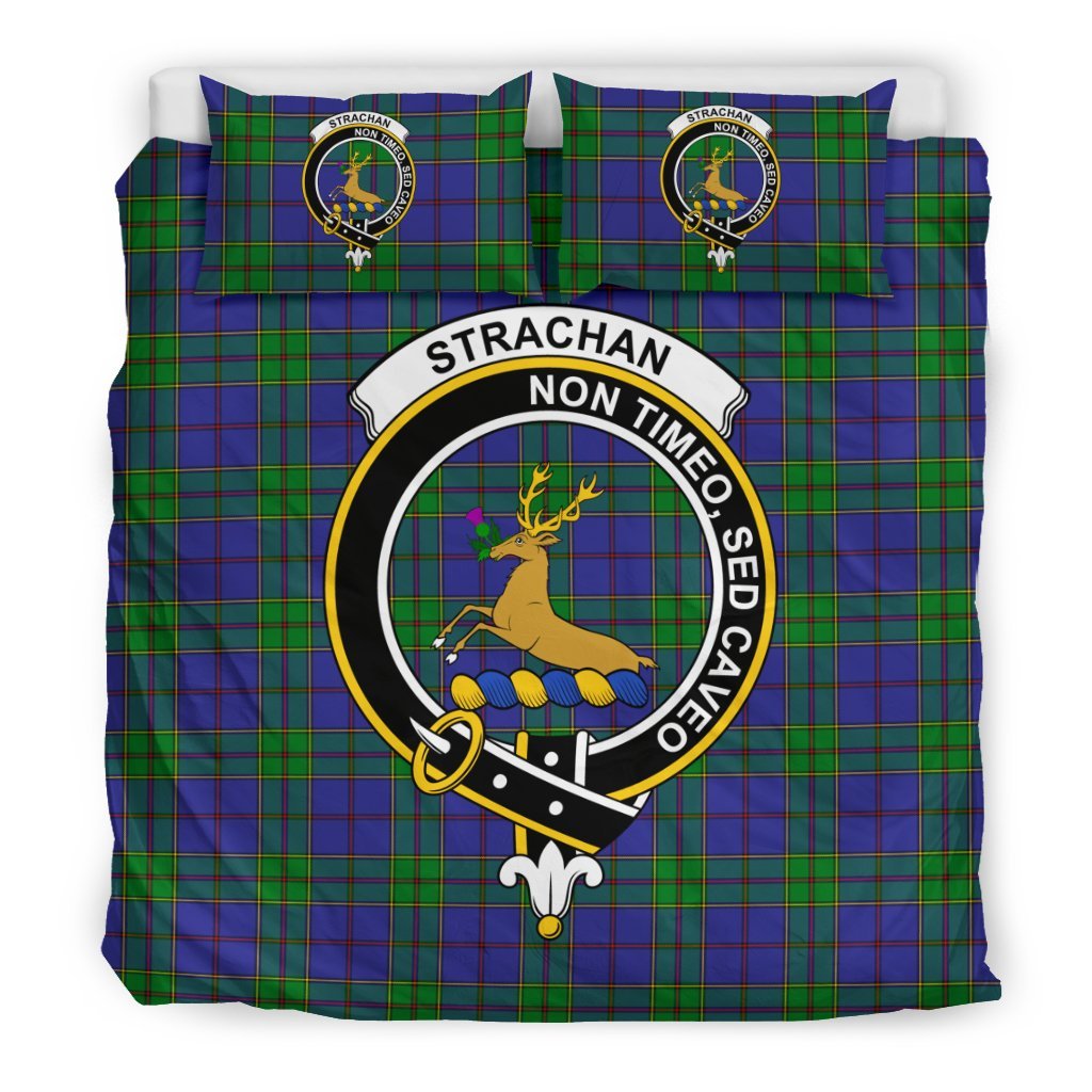 Strachan Family Tartan Crest Bedding Set