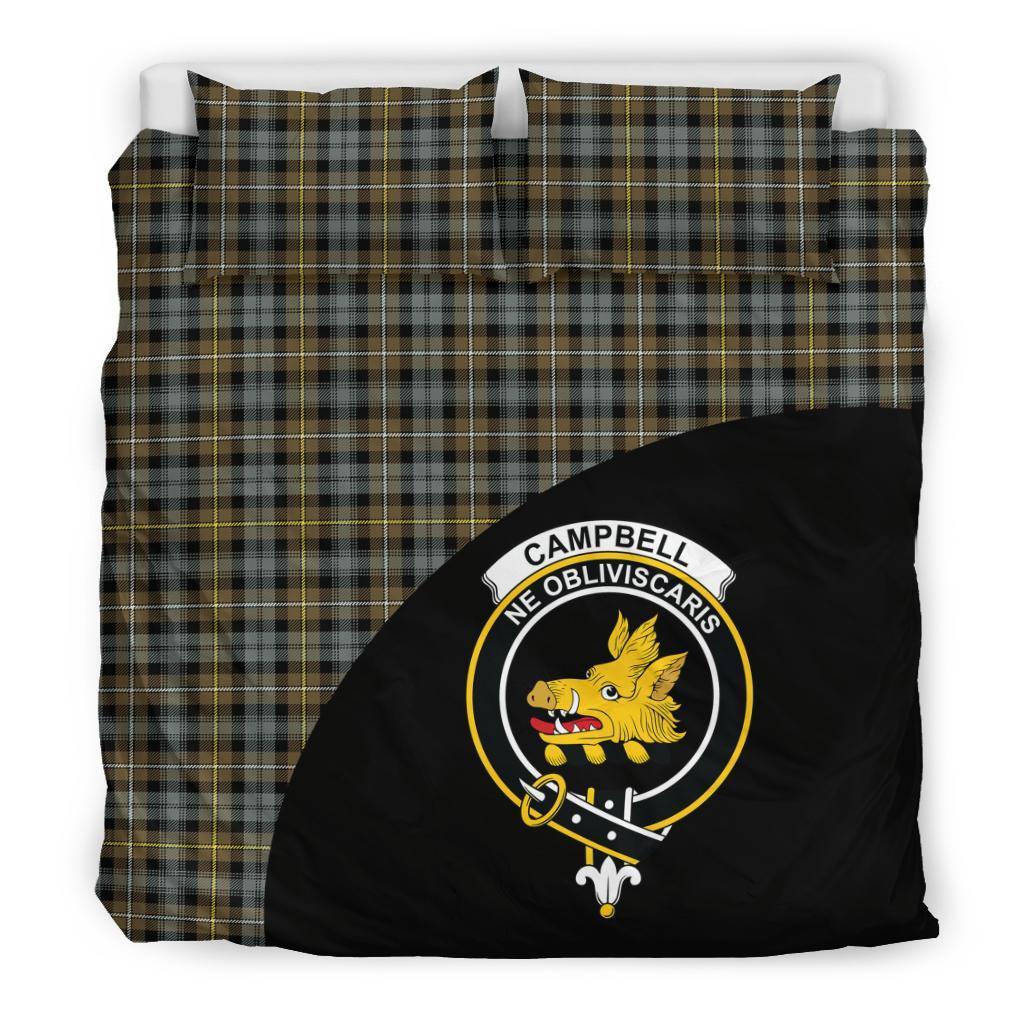 Campbell Argyll Weathered Family Tartan Crest Wave Style Bedding Set