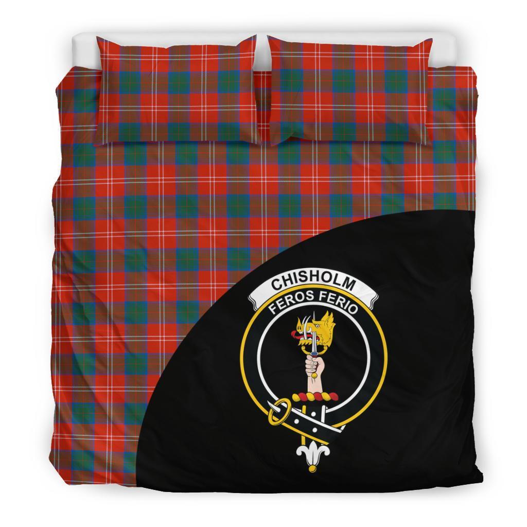 Chisholm Ancient Family Tartan Crest Wave Style Bedding Set