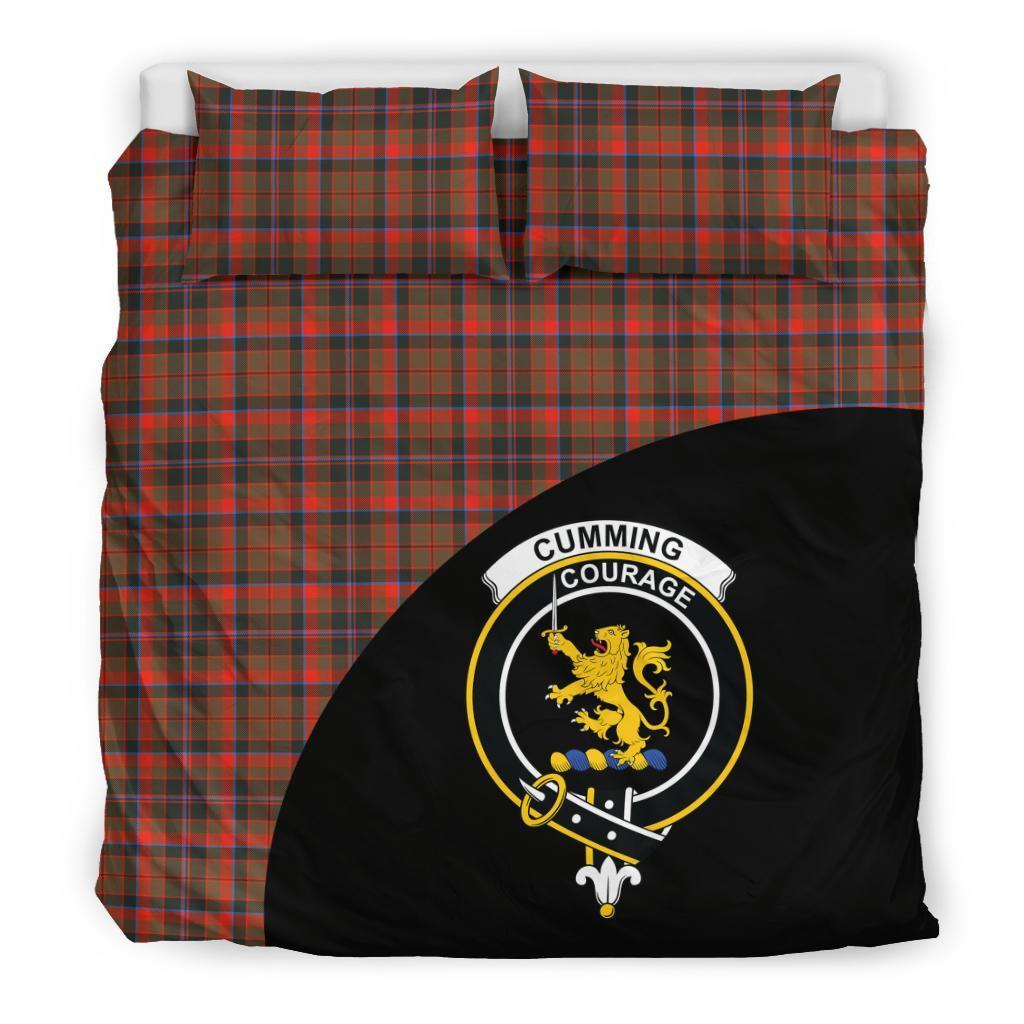 Cumming Hunting Weathered Family Tartan Crest Wave Style Bedding Set