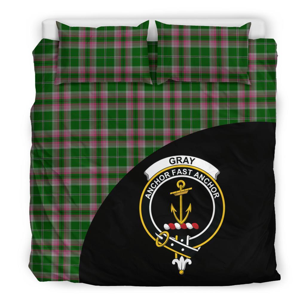 Gray Hunting Family Tartan Crest Wave Style Bedding Set