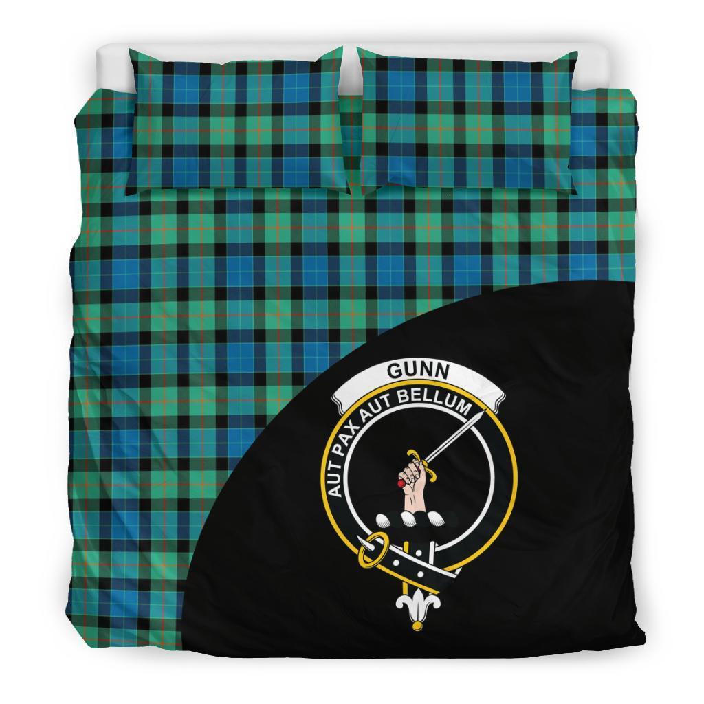 Gunn Ancient Family Tartan Crest Wave Style Bedding Set