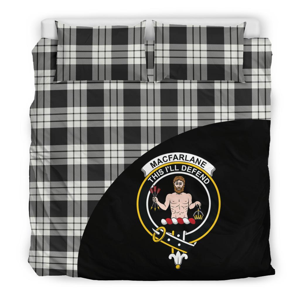 MacFarlane Black & White Ancient Family Tartan Crest Wave Style Bedding Set