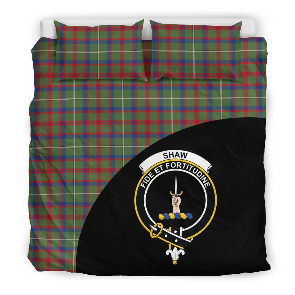 Shaw Green Modern Tartan Crest Wave Bedding Set