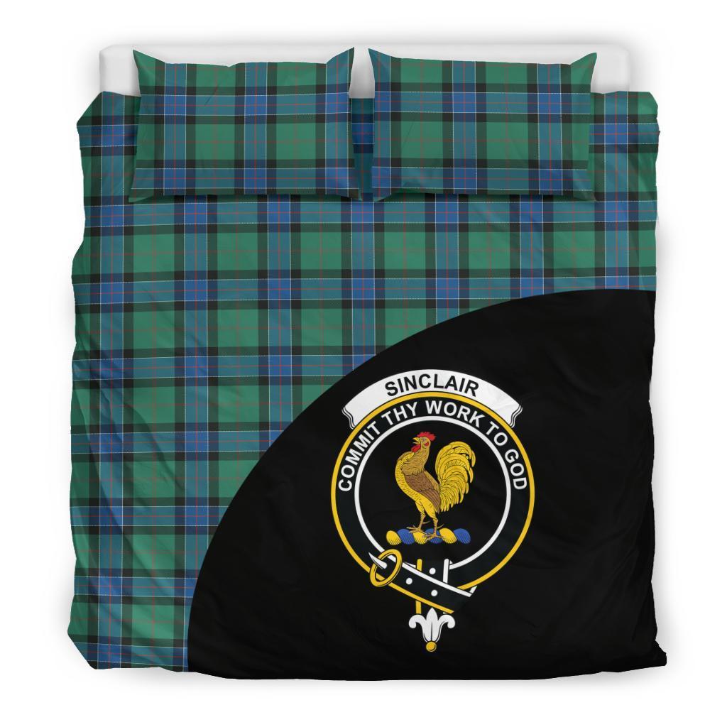 Sinclair Hunting Ancient Family Tartan Crest Wave Style Bedding Set