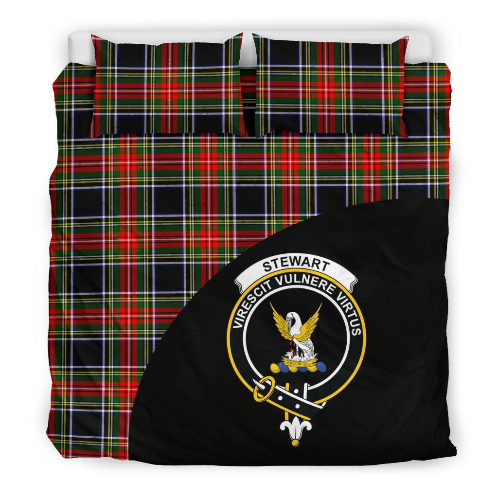 Stewart Black Tartan Crest Wave Style Bedding Set