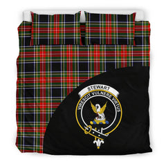 Stewart Black Tartan Crest Wave Style Bedding Set