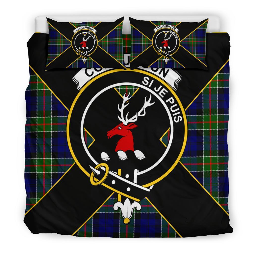 Colquhoun Tartan Crest Bedding Set - Luxury Style