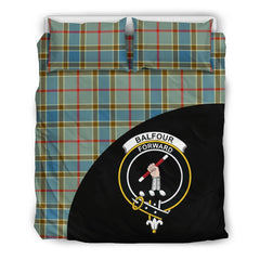 Balfour Blue Family Tartan Crest Wave Style Bedding Set