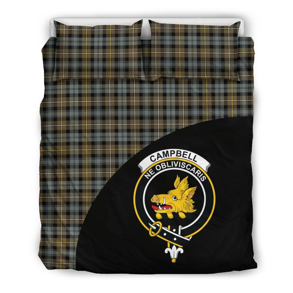 Campbell Argyll Weathered Family Tartan Crest Wave Style Bedding Set