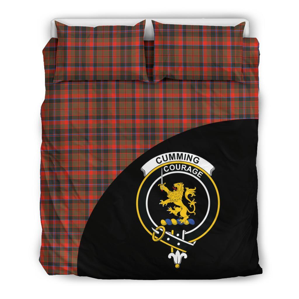 Cumming Hunting Weathered Family Tartan Crest Wave Style Bedding Set