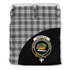 Douglas Grey Modern Tartan Crest Wave Style Bedding Set