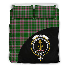 Gray Hunting Family Tartan Crest Wave Style Bedding Set