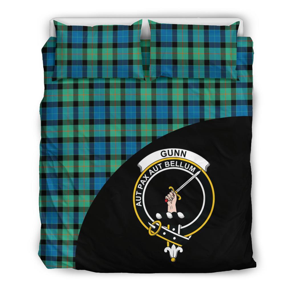 Gunn Ancient Family Tartan Crest Wave Style Bedding Set