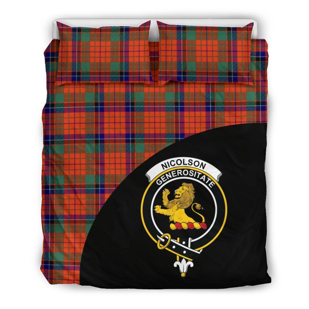 Nicolson Ancient Family Tartan Crest Wave Style Bedding Set