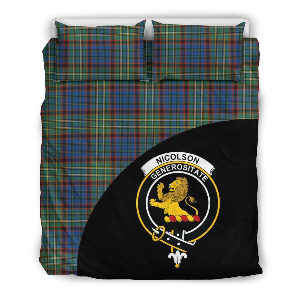 Nicolson Hunting Ancient Family Tartan Crest Wave Style Bedding Set