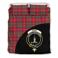 Shaw Red Modern Tartan Crest Wave Bedding Set