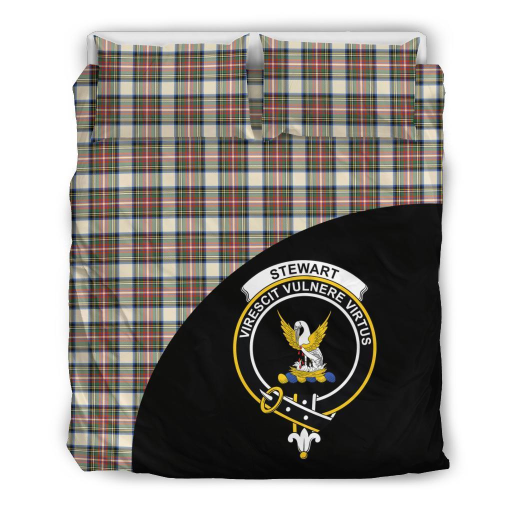 Stewart Dress Ancient Family Tartan Crest Wave Style Bedding Set