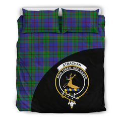 Strachan Family Tartan Crest Wave Style Bedding Set